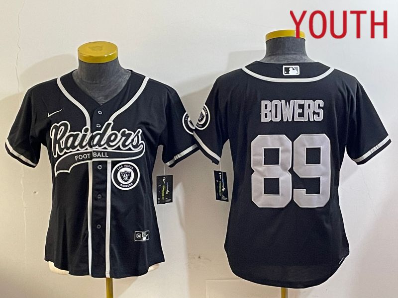 Youth Oakland Raiders 89 Bowers Black Joint Name 2024 Nike Limited NFL Jersey style 2